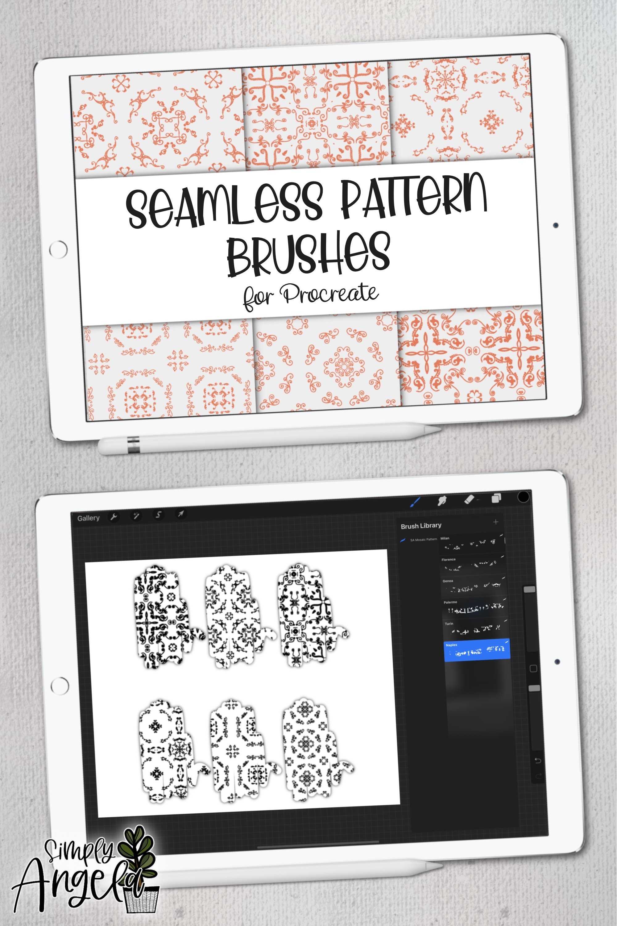Procreate Seamless Mosaic Pattern Brushes