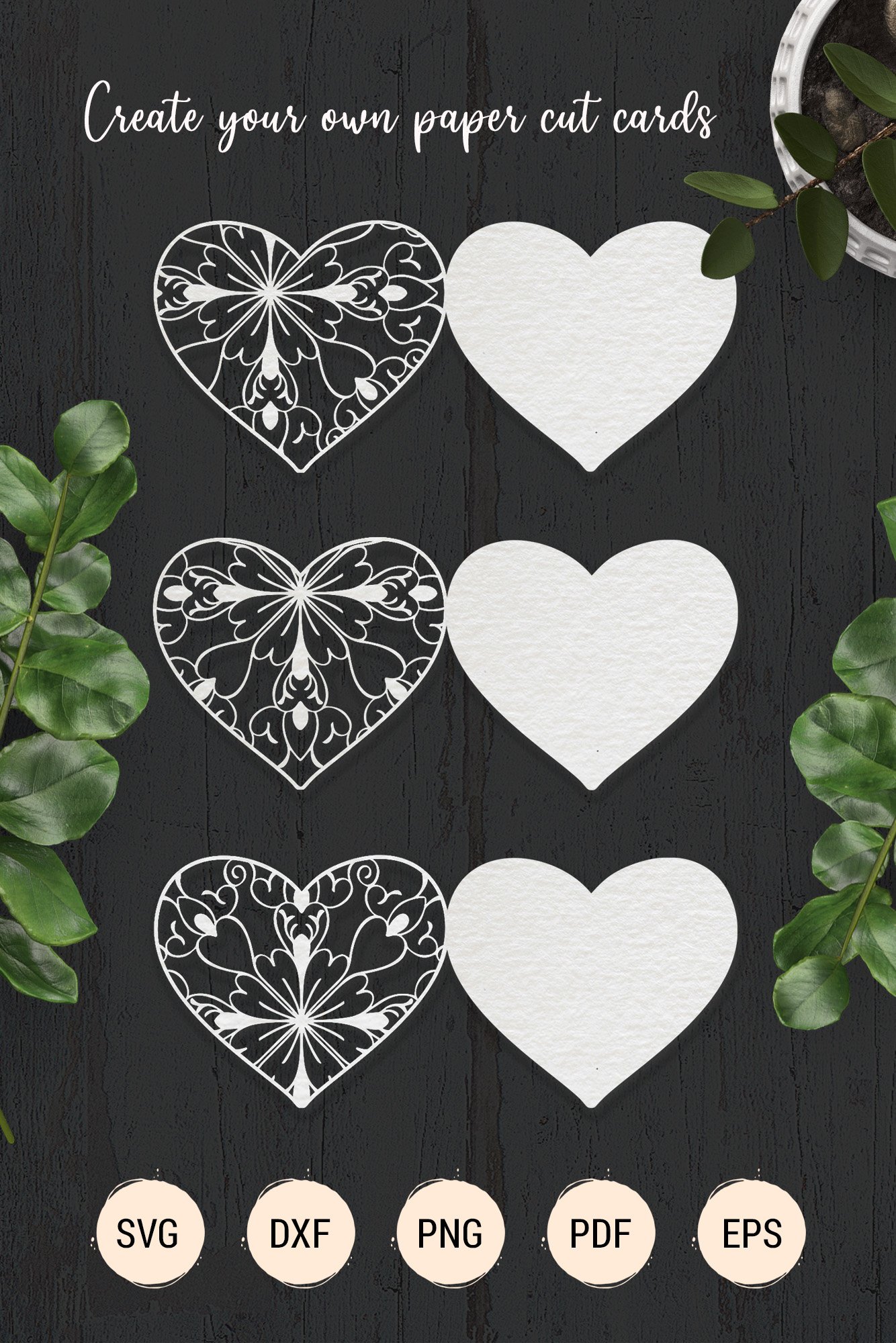 Mandala heart paper cut template | SVG layered hearts bundle