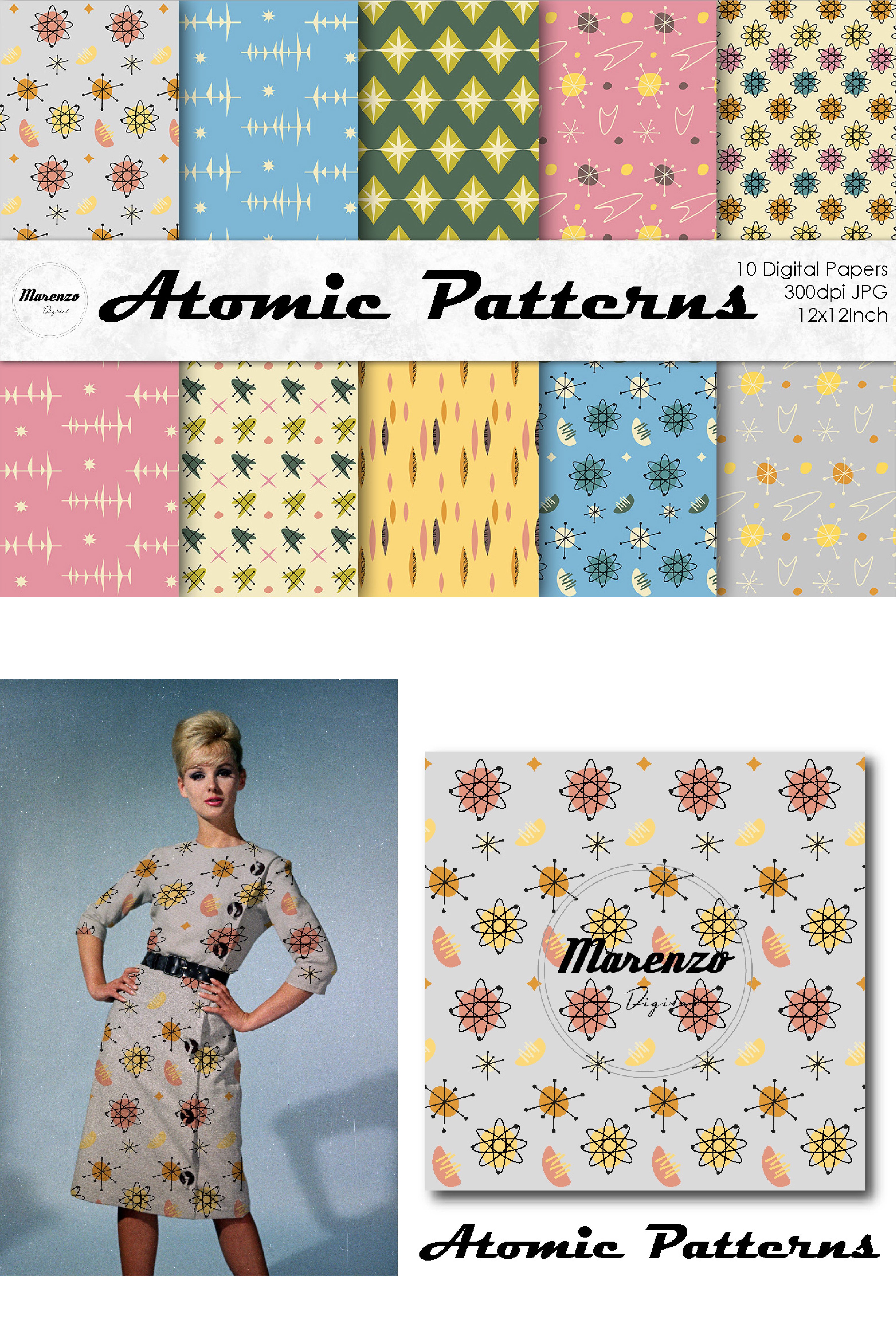 Atomic Era 1950s Patterns (1662595) | Patterns | Design Bundles