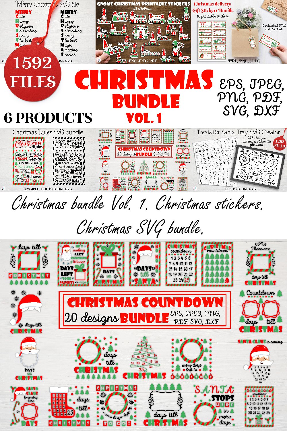 Christmas Bundle Vol 1 Christmas Stickers Christmas Svg B