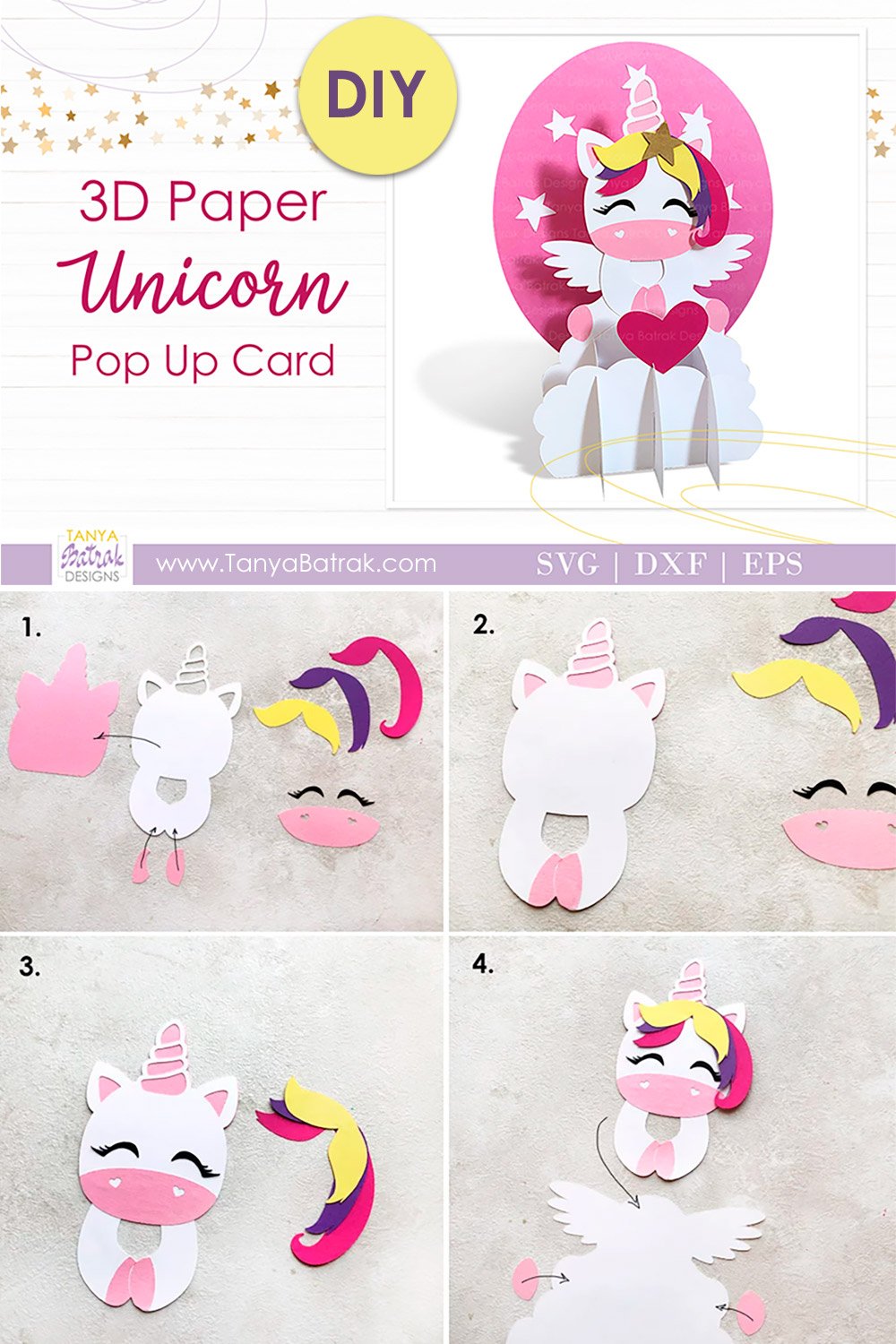 3D Unicorn Card SVG