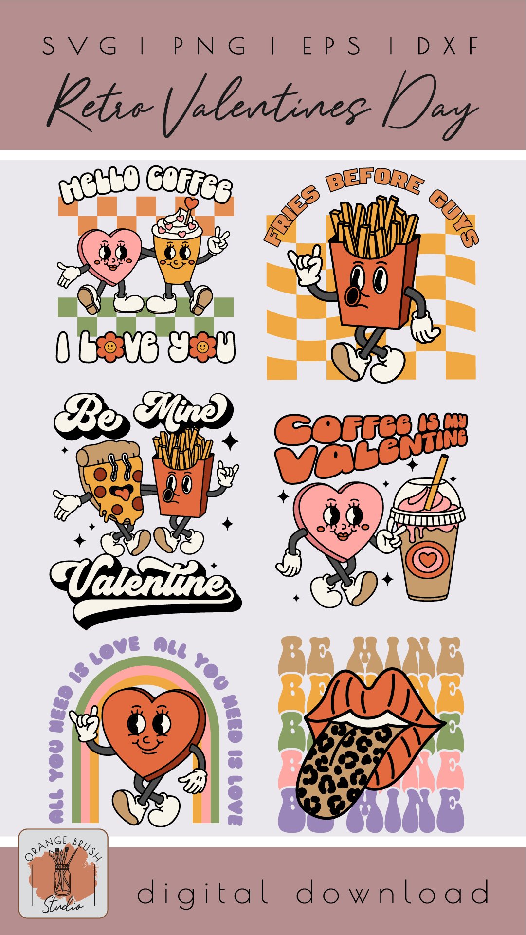 Retro Valentines Day SVG Bundle 6 Designs Funny Love Quotes
