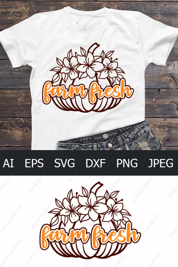 Farm fresh svg, Pumpkin svg, Fall farmhouse svg, Monogram