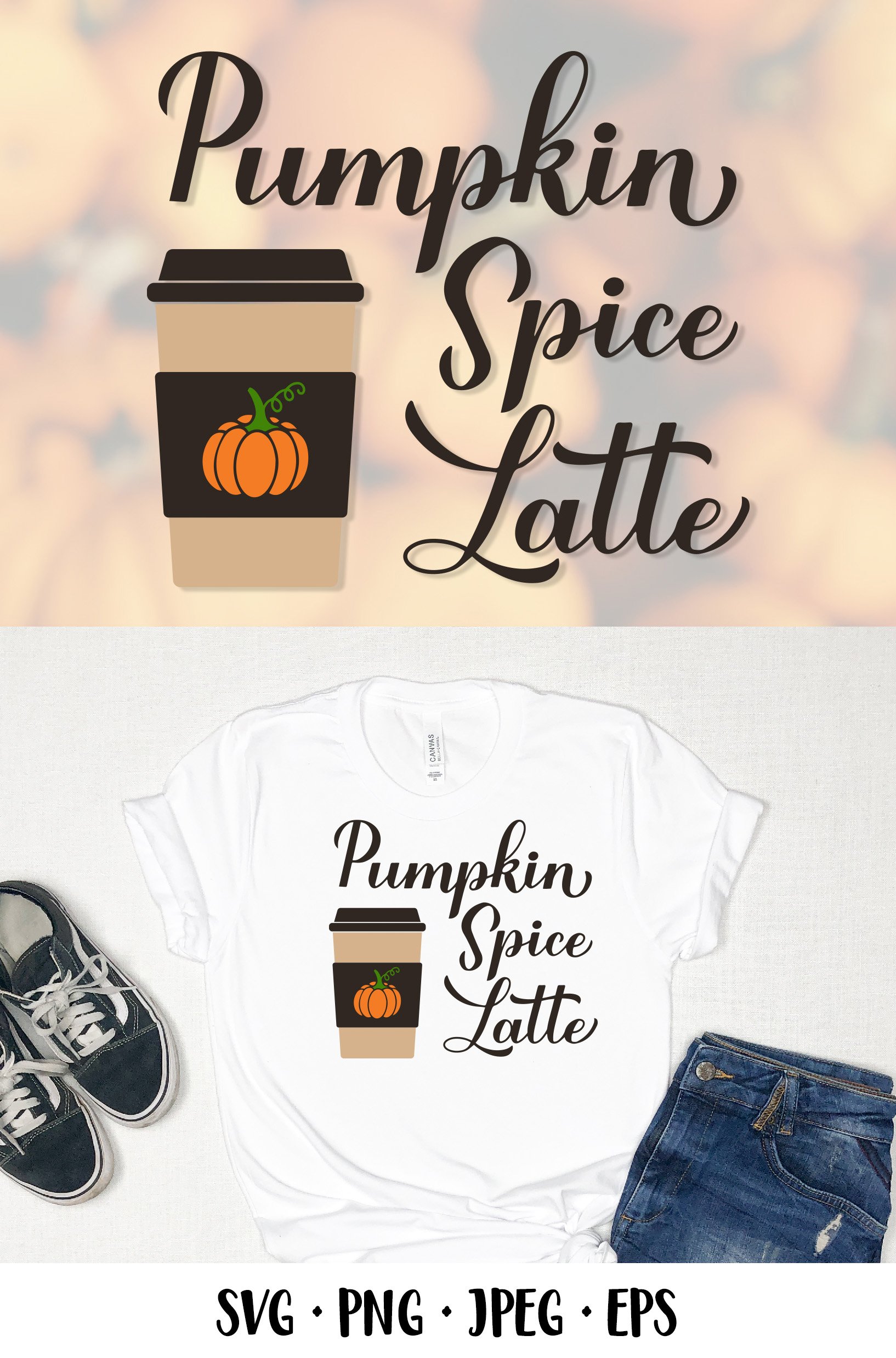 Pumpkin Spice Latte hand lettered SVG. Fall drink