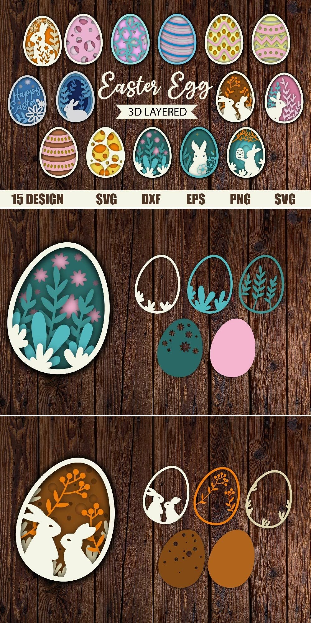 easter 3d layered svg bundle, laser cut Easter egg