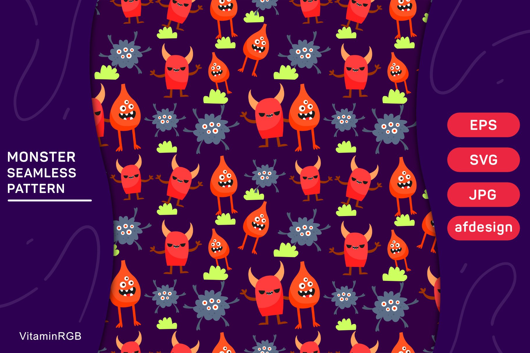Monster seamless pattern