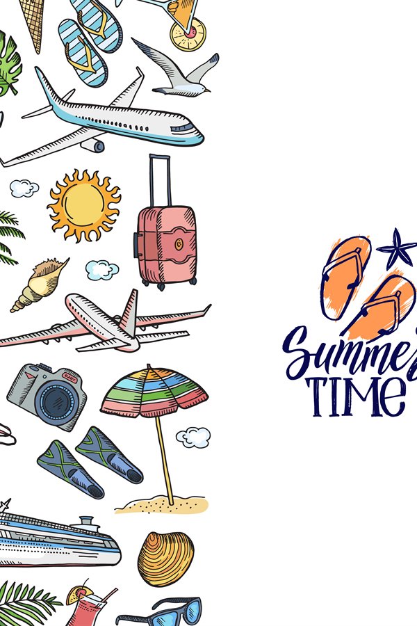 Vector hand drawn summer travel elements (850554)