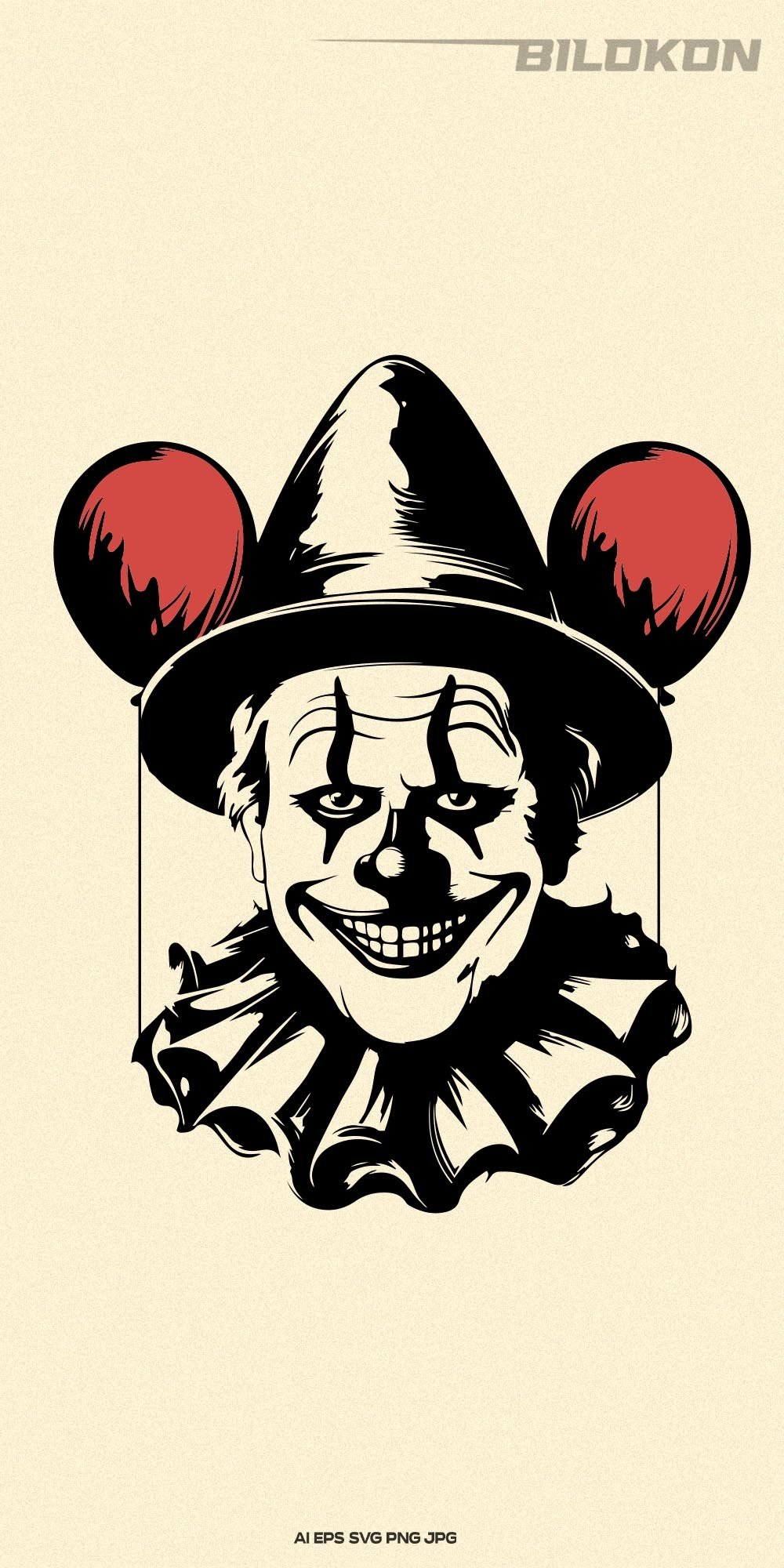 Clown SVG, Scary Halloween Clown, Halloween SVG Design