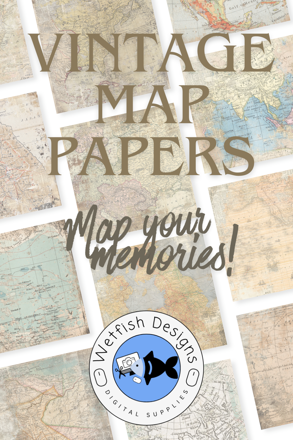 Vintage Map Papers 10 Junk Journal Paper