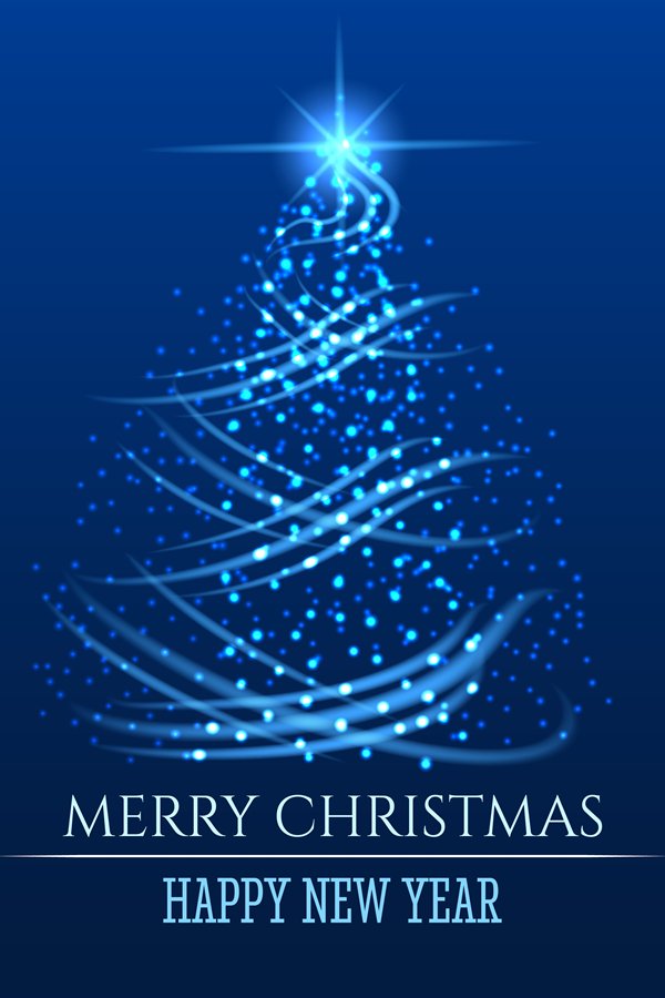 Blue lights christmas tree