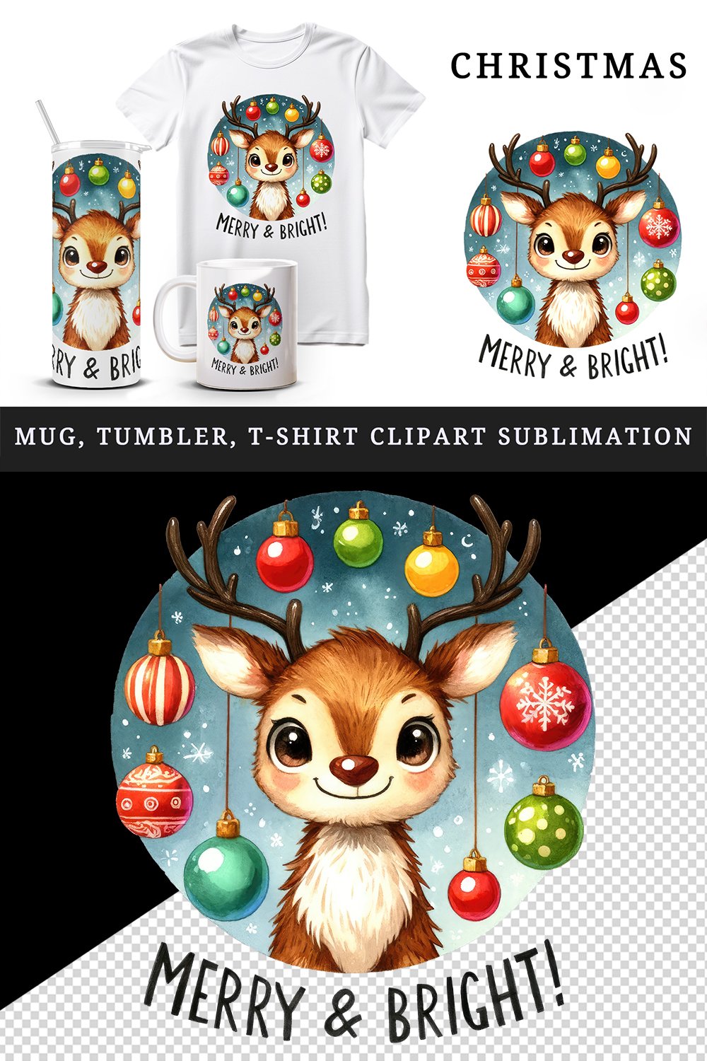 Christmas reindeer tumbler mug wrap clipart sublimation png