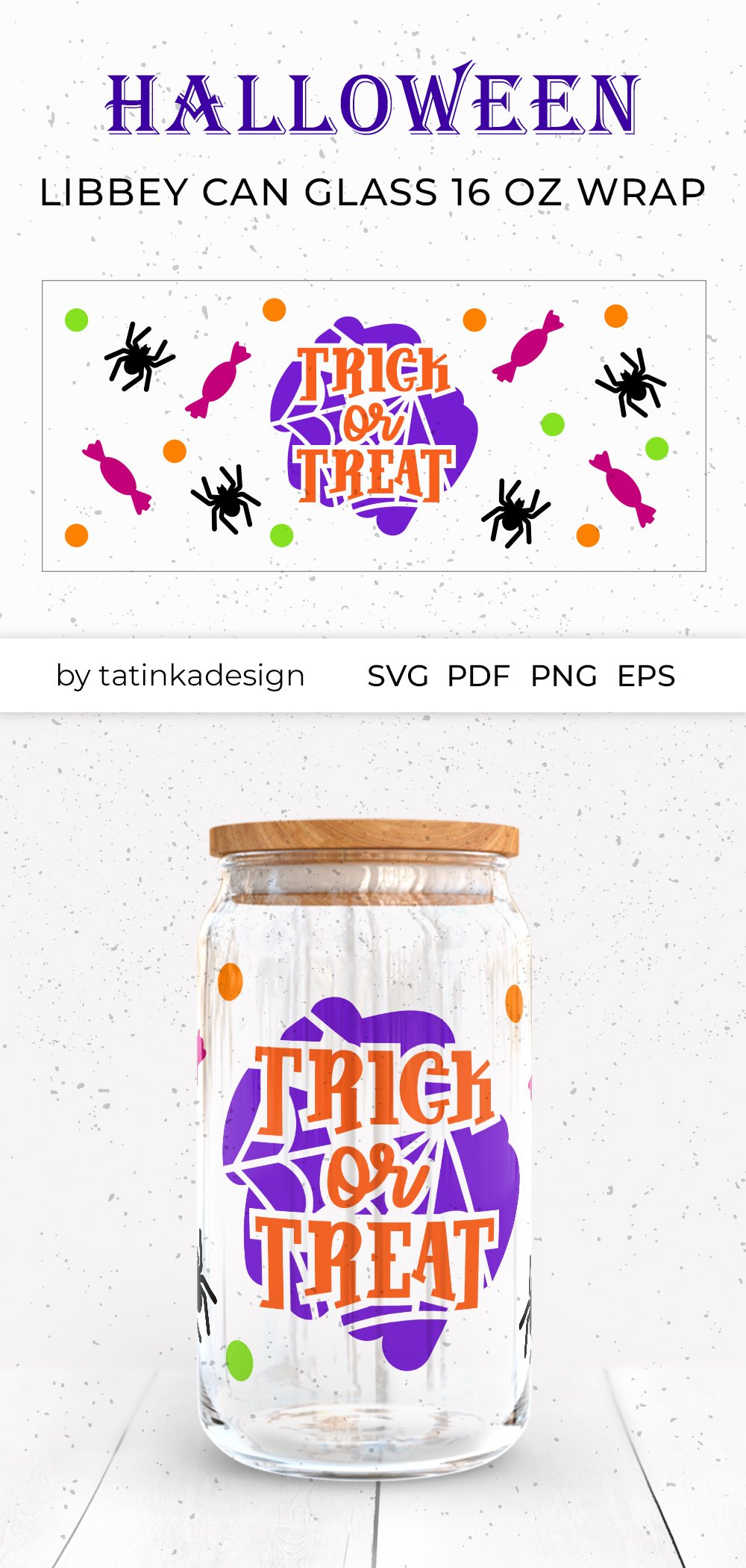 Halloween libbey glass wrap SVG | 16 oz glass can (2113137)