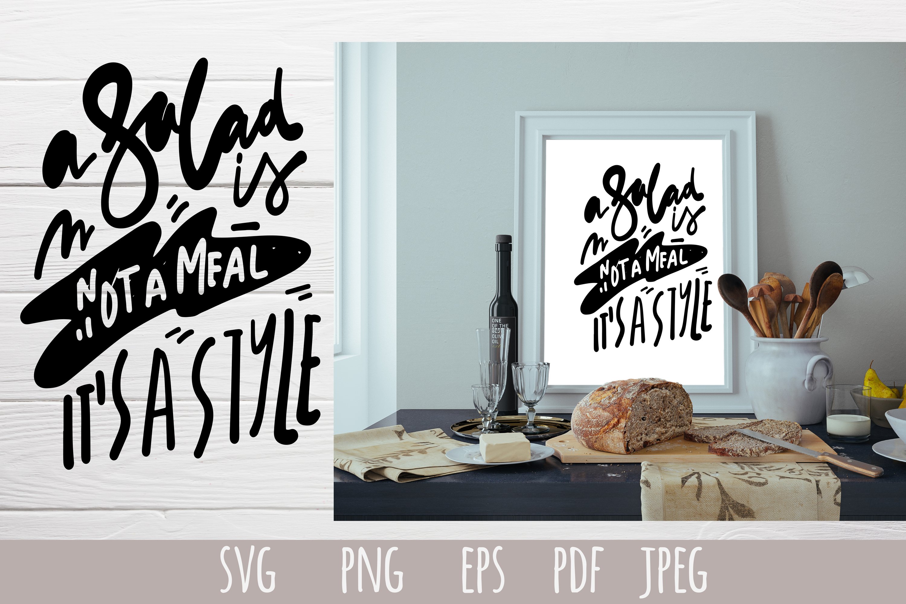 Food lettering SVG . A salad is not a meal, it's a style.