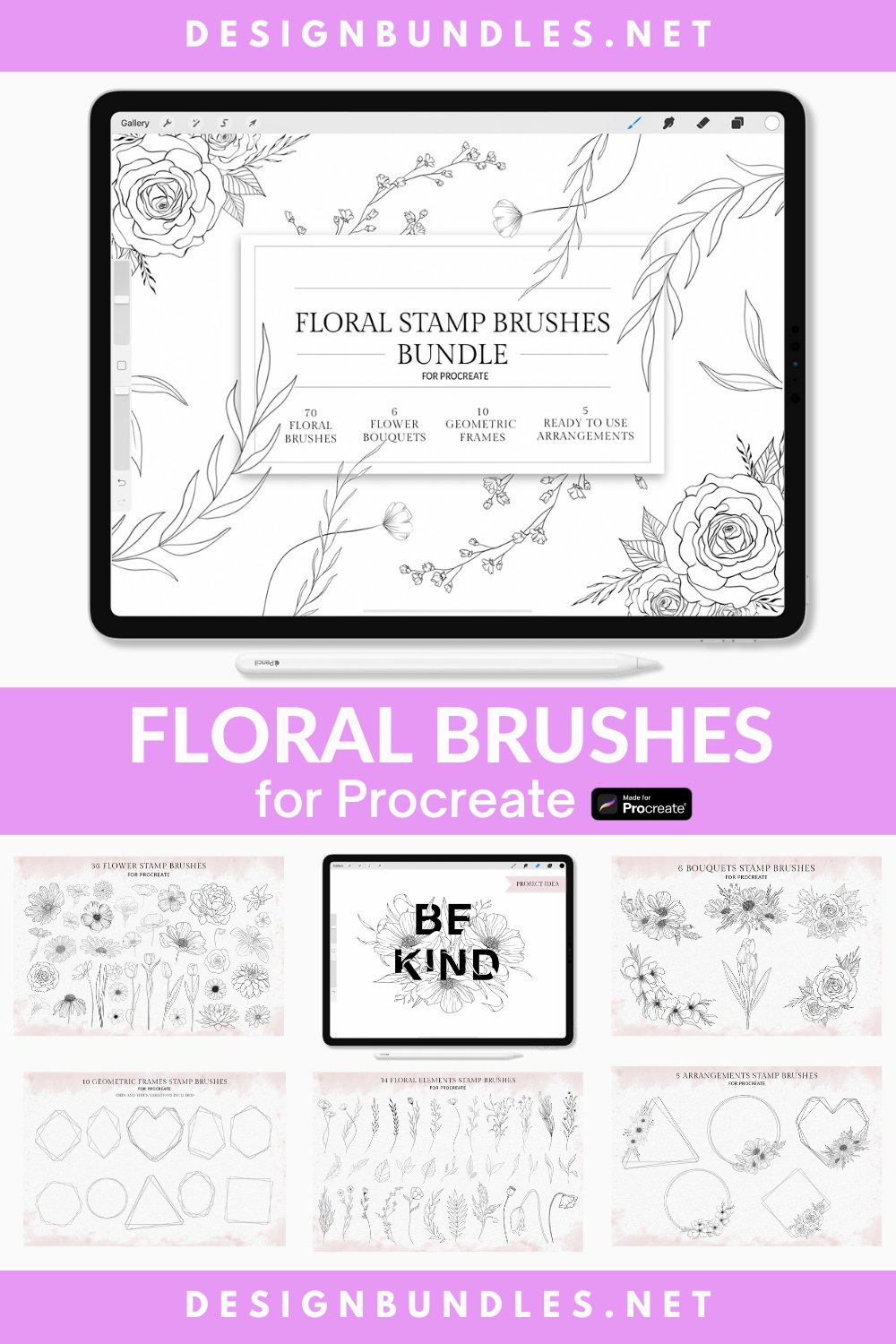 91 Floral Stamp Brushes for Procreate