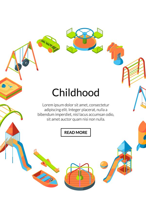 Vector isometric playground objects illustration (845587)