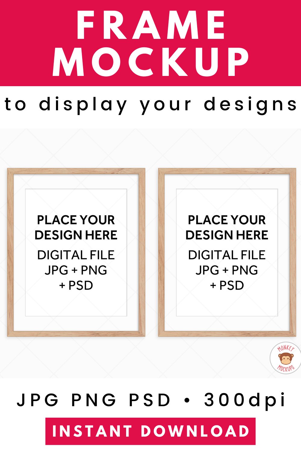Double Wood Frames Mockup, Poster Mockup for Wall Art