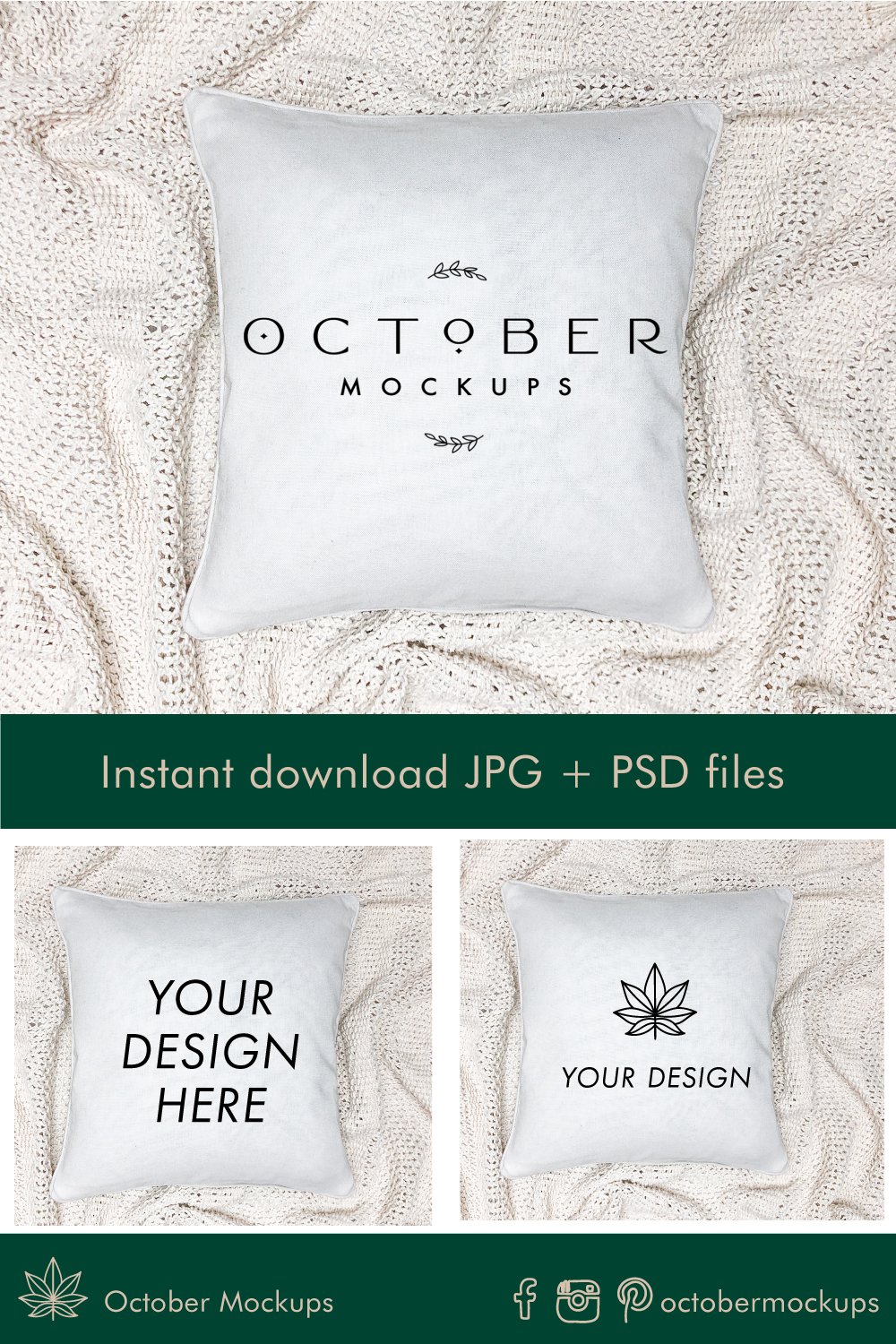Pillow case mockup in JPG and PSD Blank pillow mockup