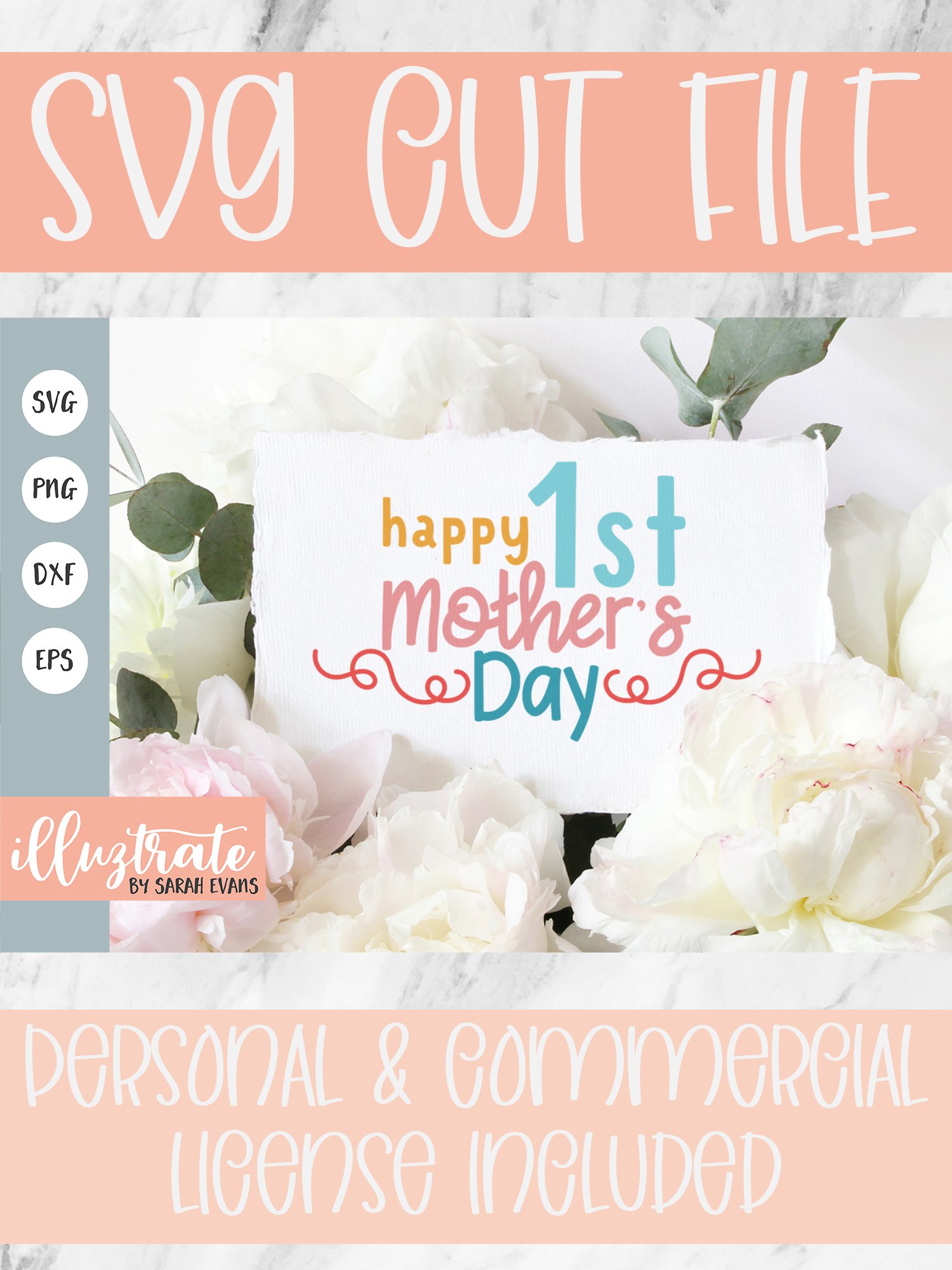 Happy 1st Mother&rsquo;s Day SVG Cut File | First Mother&rsquo;s Day SVG