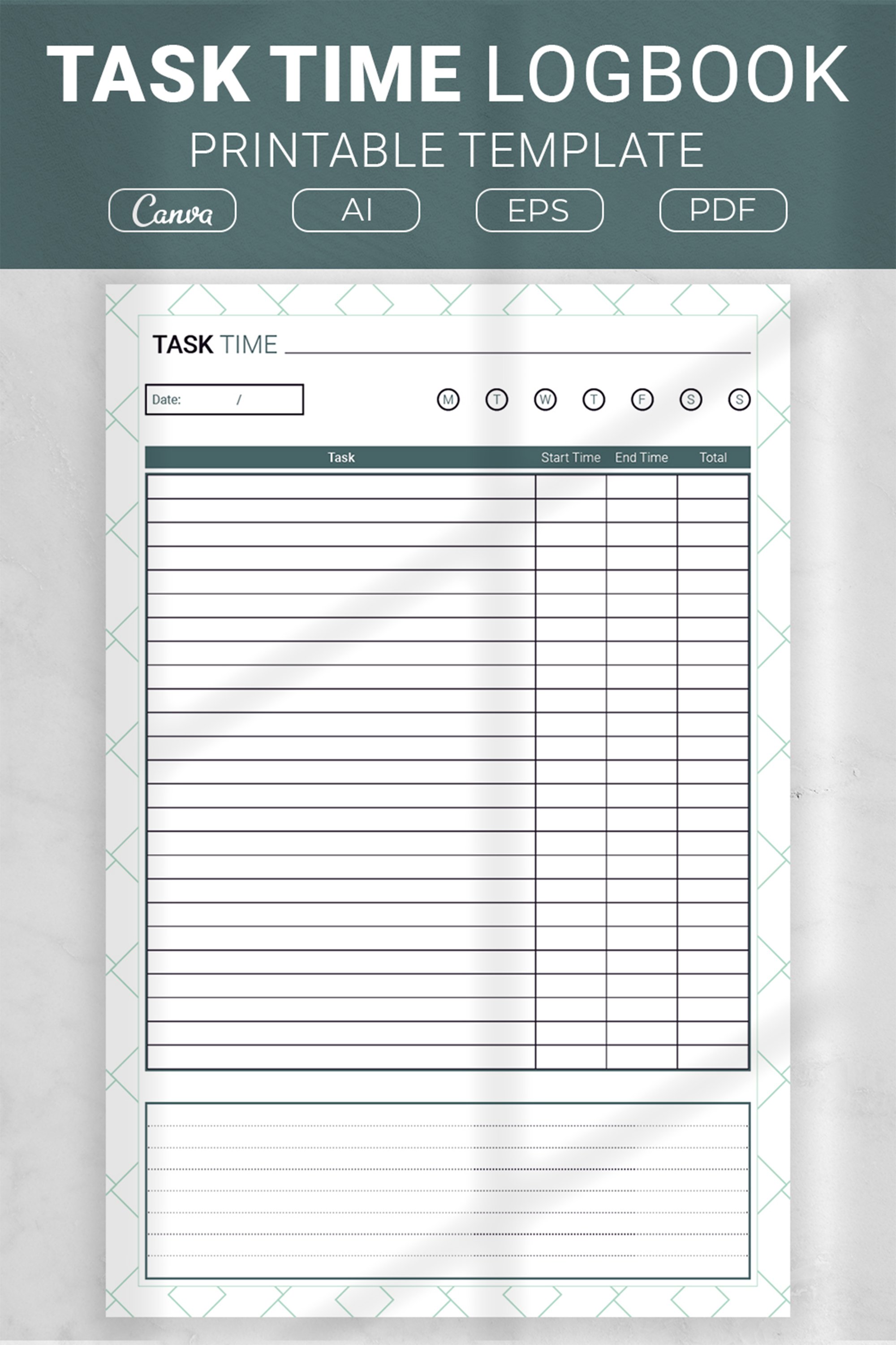 Task Time Tracker Printable Template