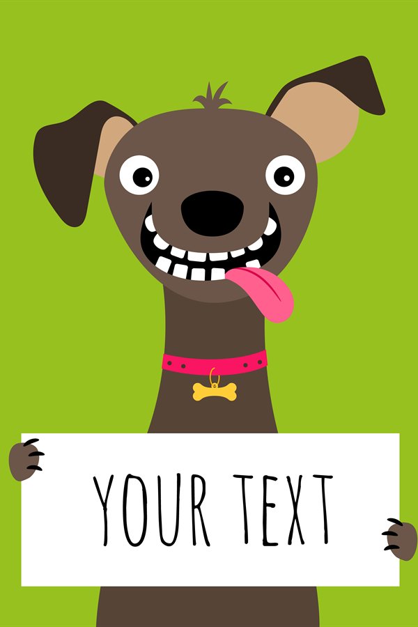 Happy dog and text frame card
