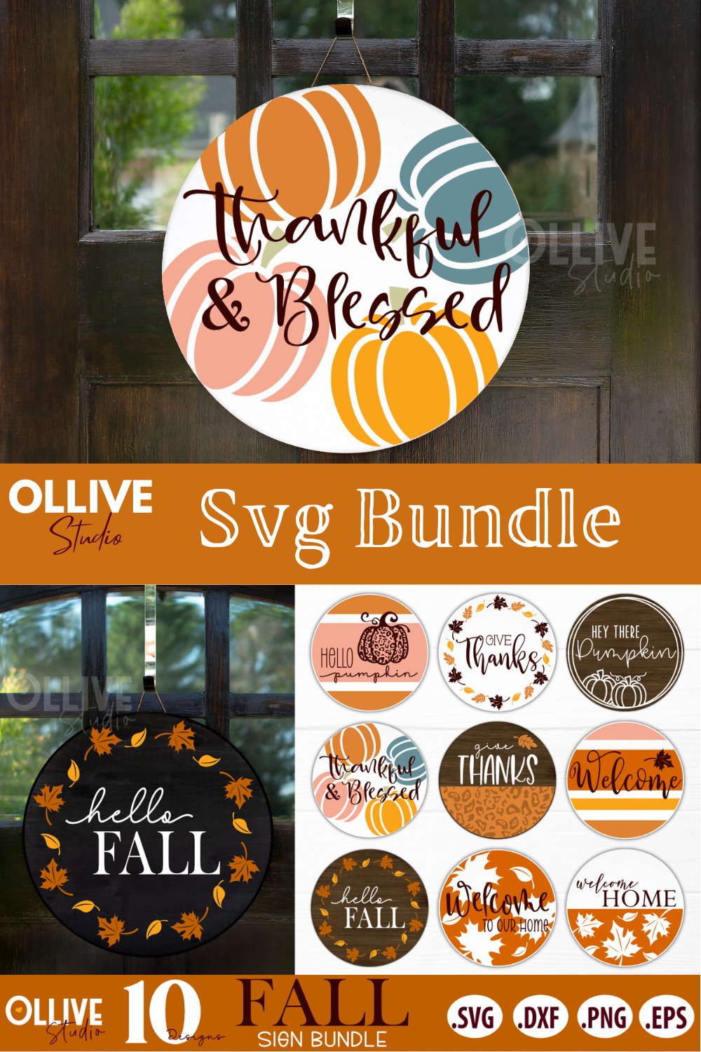 Thanksgiving and Fall Round Signs Bundle SVG