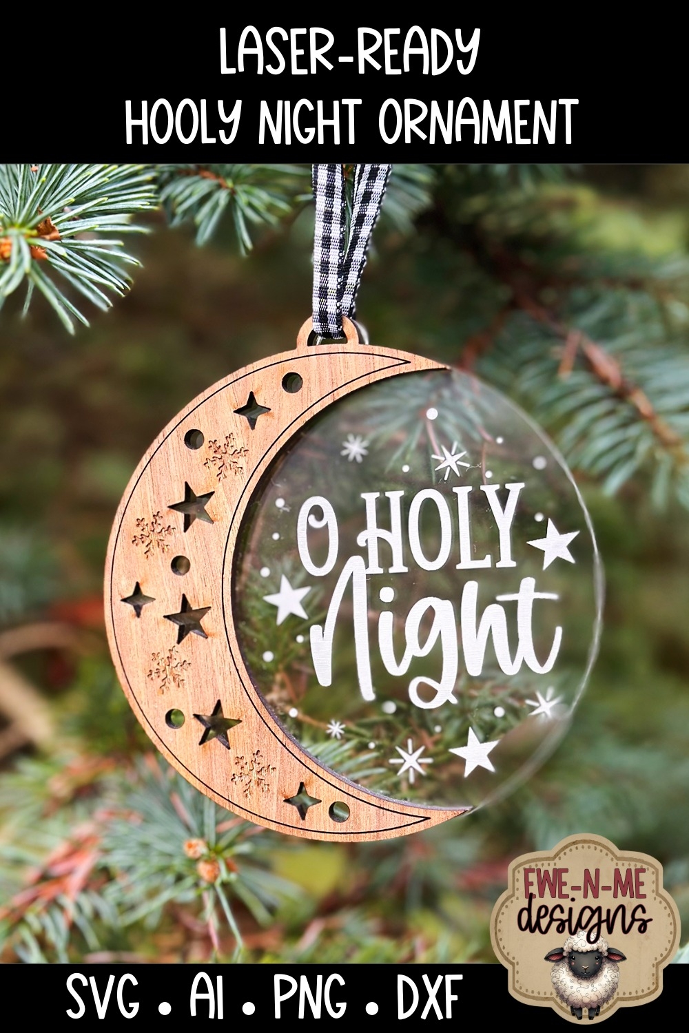 O Holy Night Christmas Ornament | Laser Ready SVG