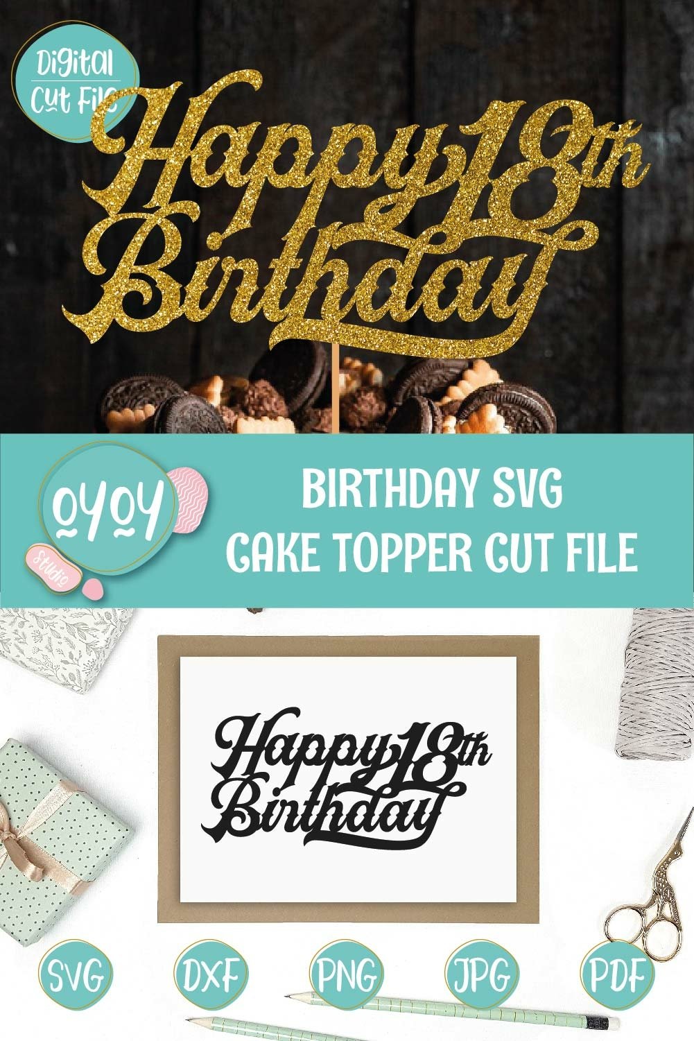Happy Birthday svg Cake Topper | 18th Birthday svg