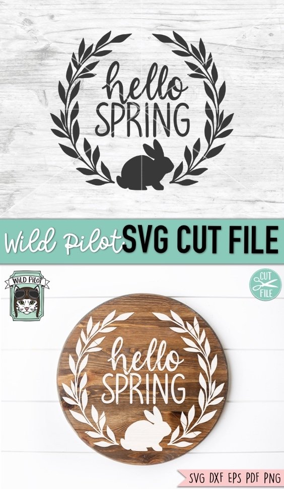 Download Hello Spring Sign Svg Easter Bunny Svg Rabbit Wreath Svg 1156134 Cut Files Design Bundles