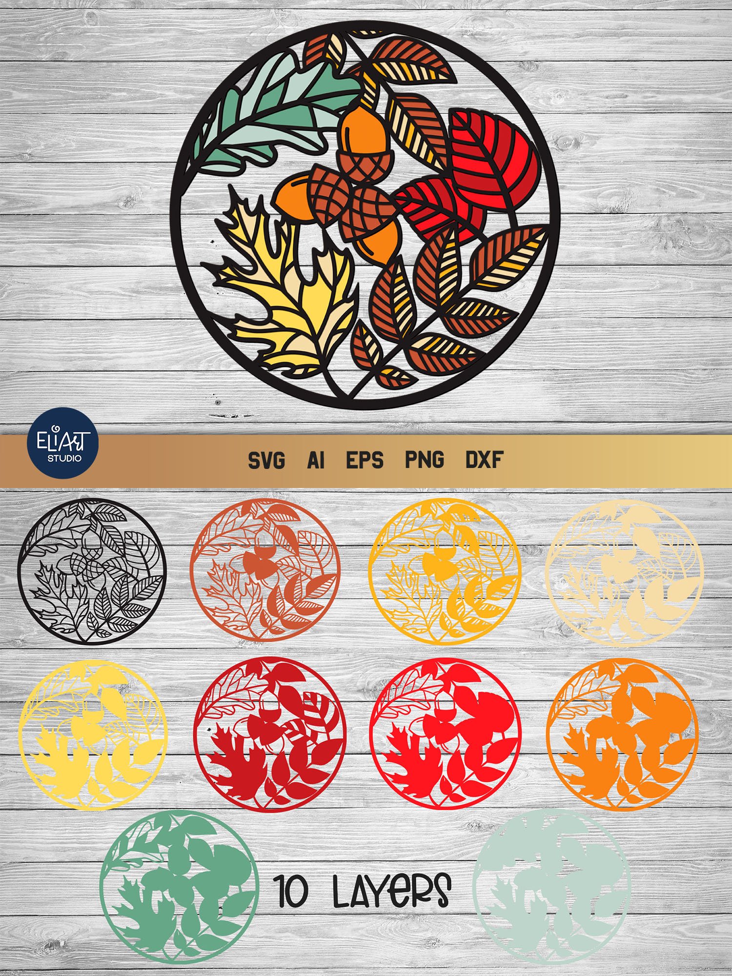 3d SVG Layered Fall | Leaf SVG | Fall Frame SVG