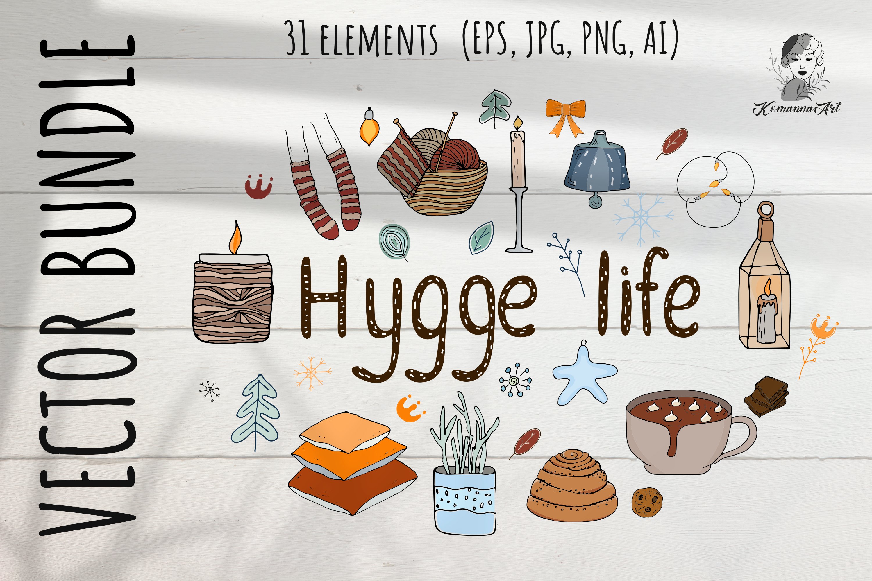 Hygge Life bundle vector, clipart png (937644)