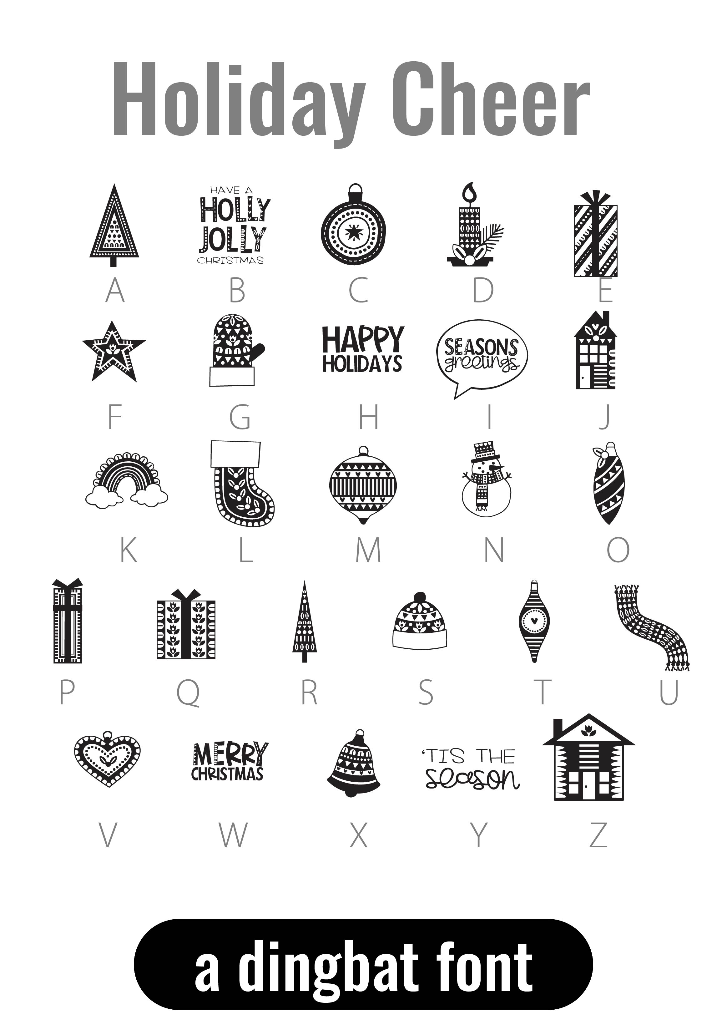 Two Christmas Dingbat Fonts with 52 creative images