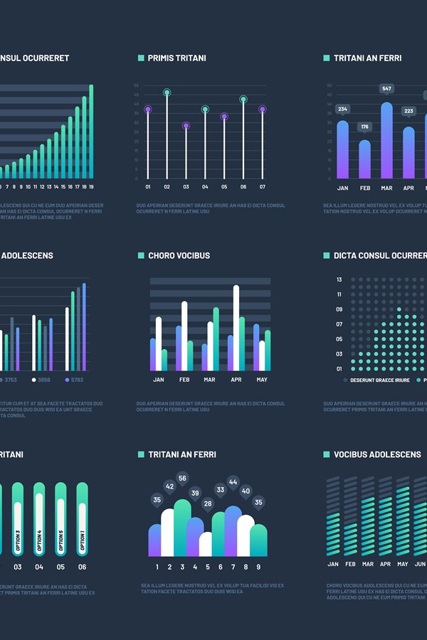 Infographic elements. Data visualization graphs, business wo