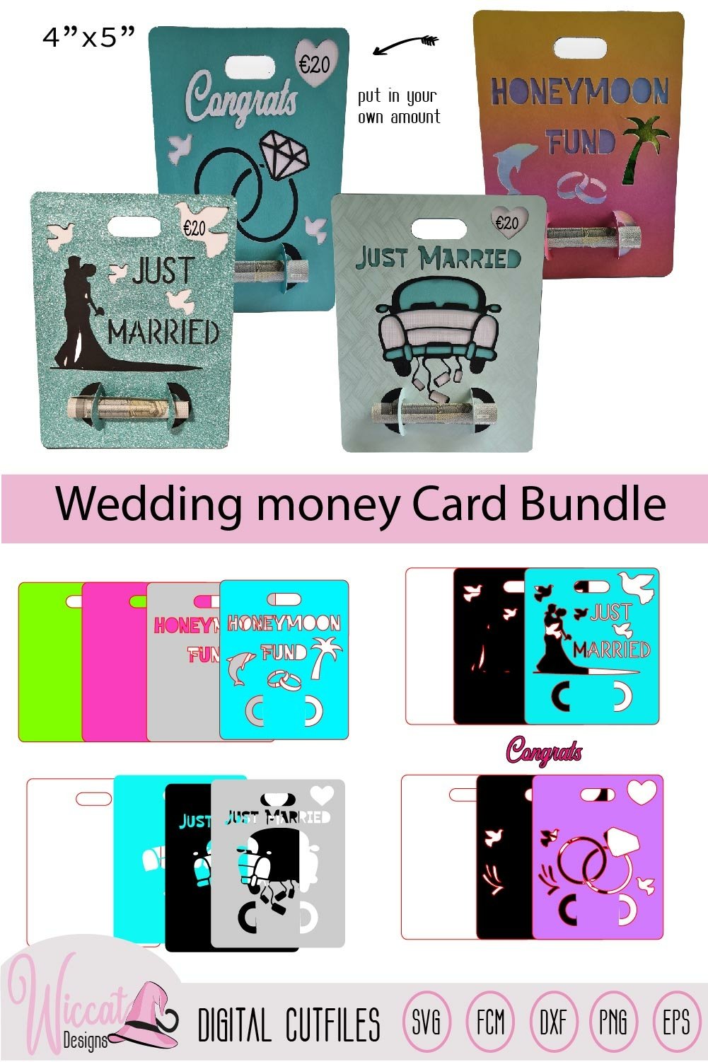 Wedding money card svg bundle