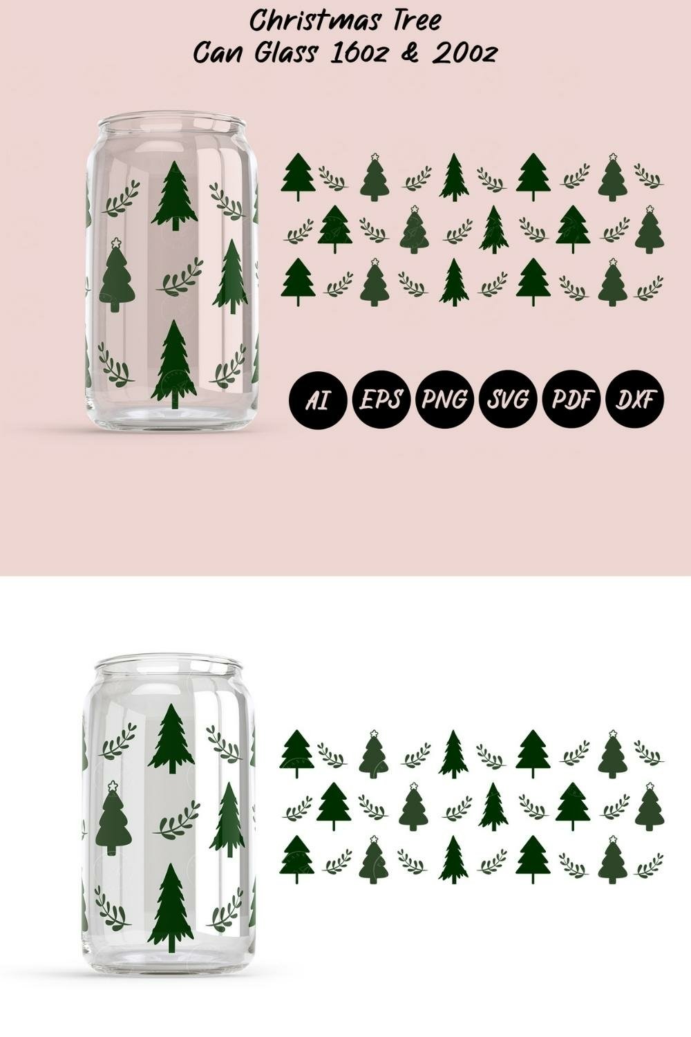 Christmas Tree Libbey Beer Glass Can Wrap SVG 16 and 20oz