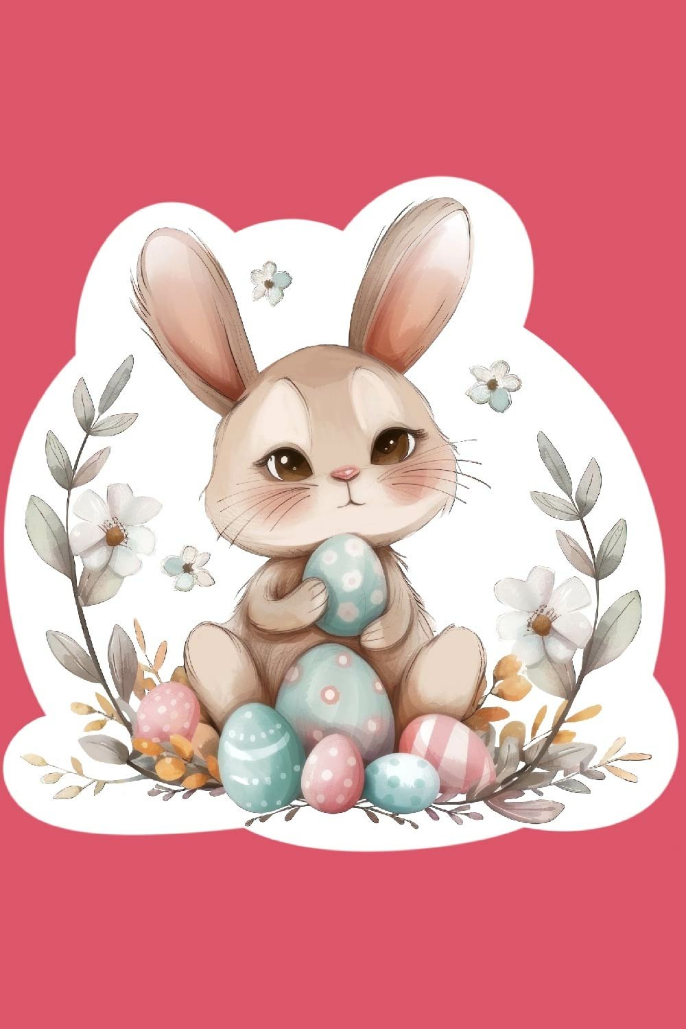Spring bunny with Easter eggs sticker|Spring Rabbit sticker