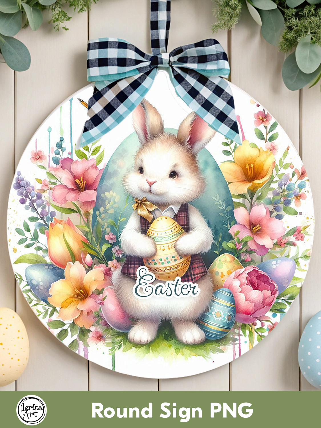 Spring Easter Round Door Sign