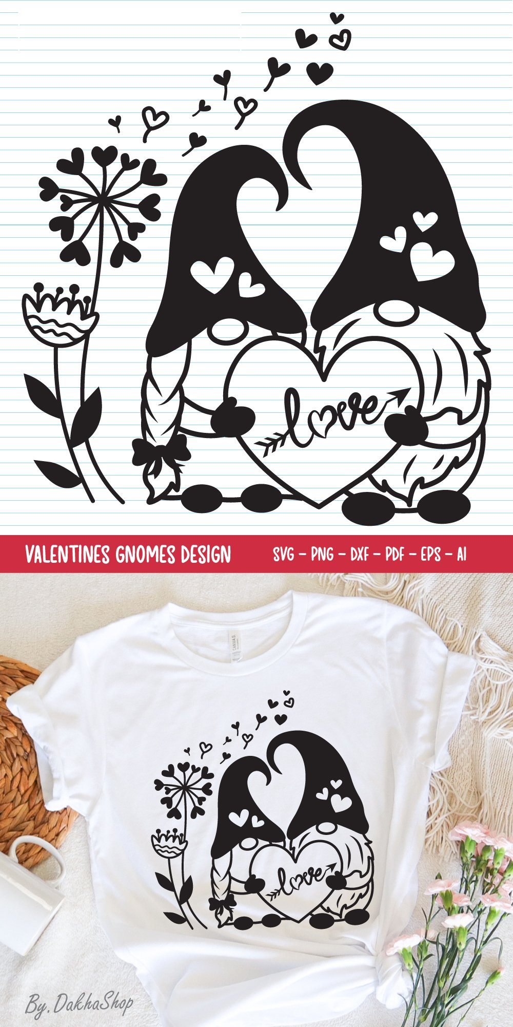 Valentine Gnome Svg, Valentines Day Svg, Gnome Svg (2356614)
