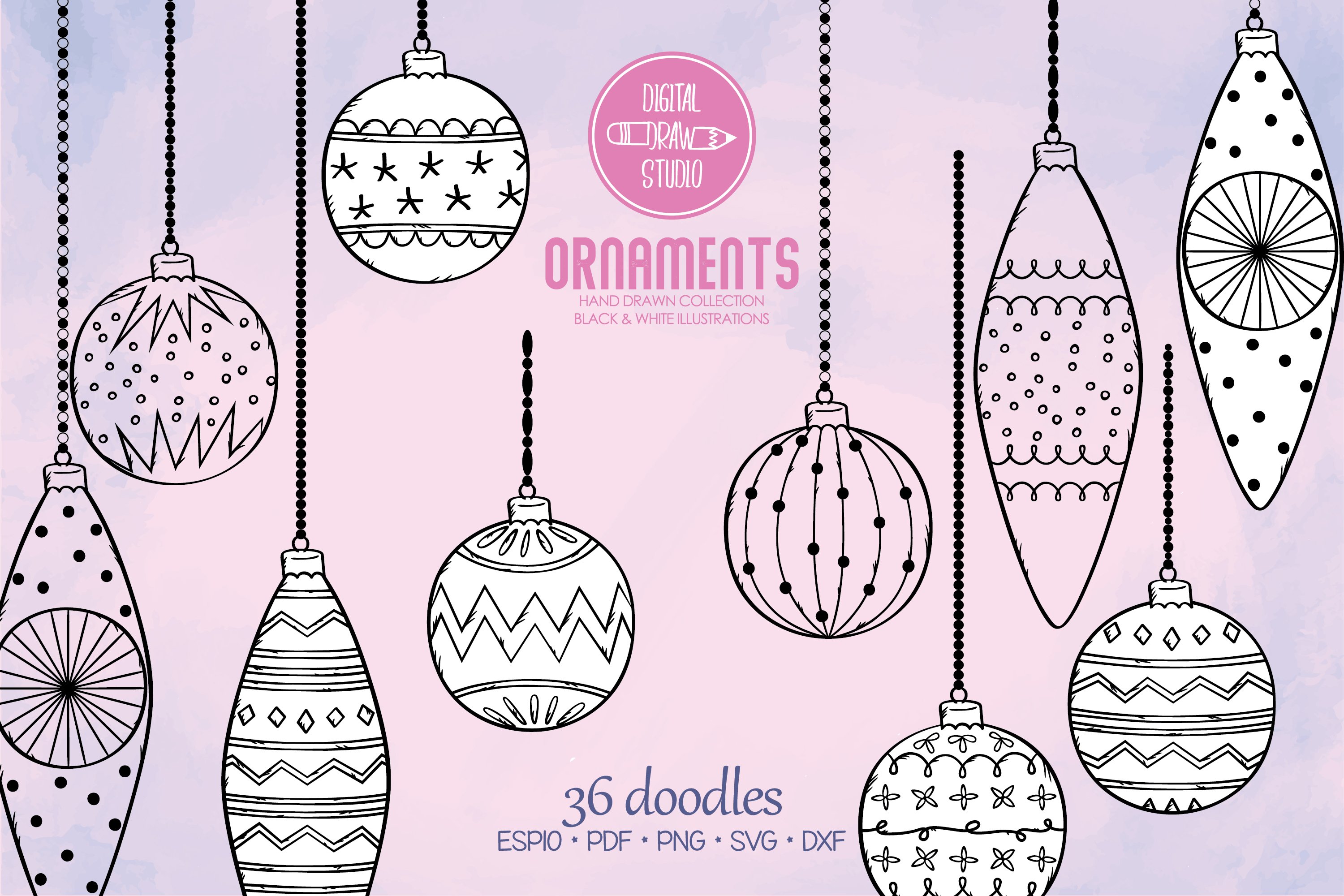 Christmas Ornaments | Hand Drawn Tree Balls Decorations