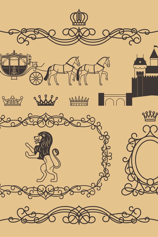 Vintage royal and princess decor elements