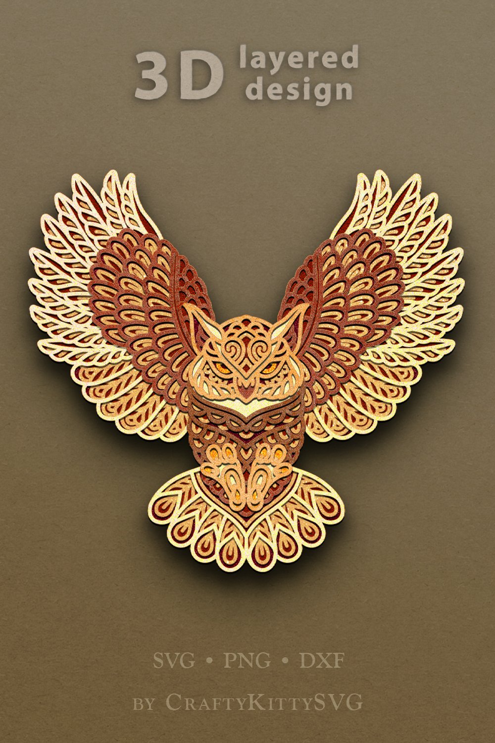 3D Owl Mandala SVG, 3D layered Owl, 3D Owl paper (2539567)