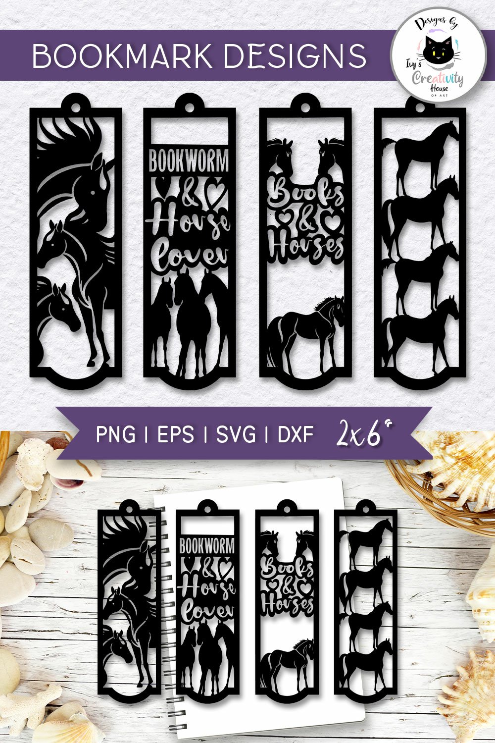 Printable Horse Bookmarks | Paper Cut Bookmarks SVG