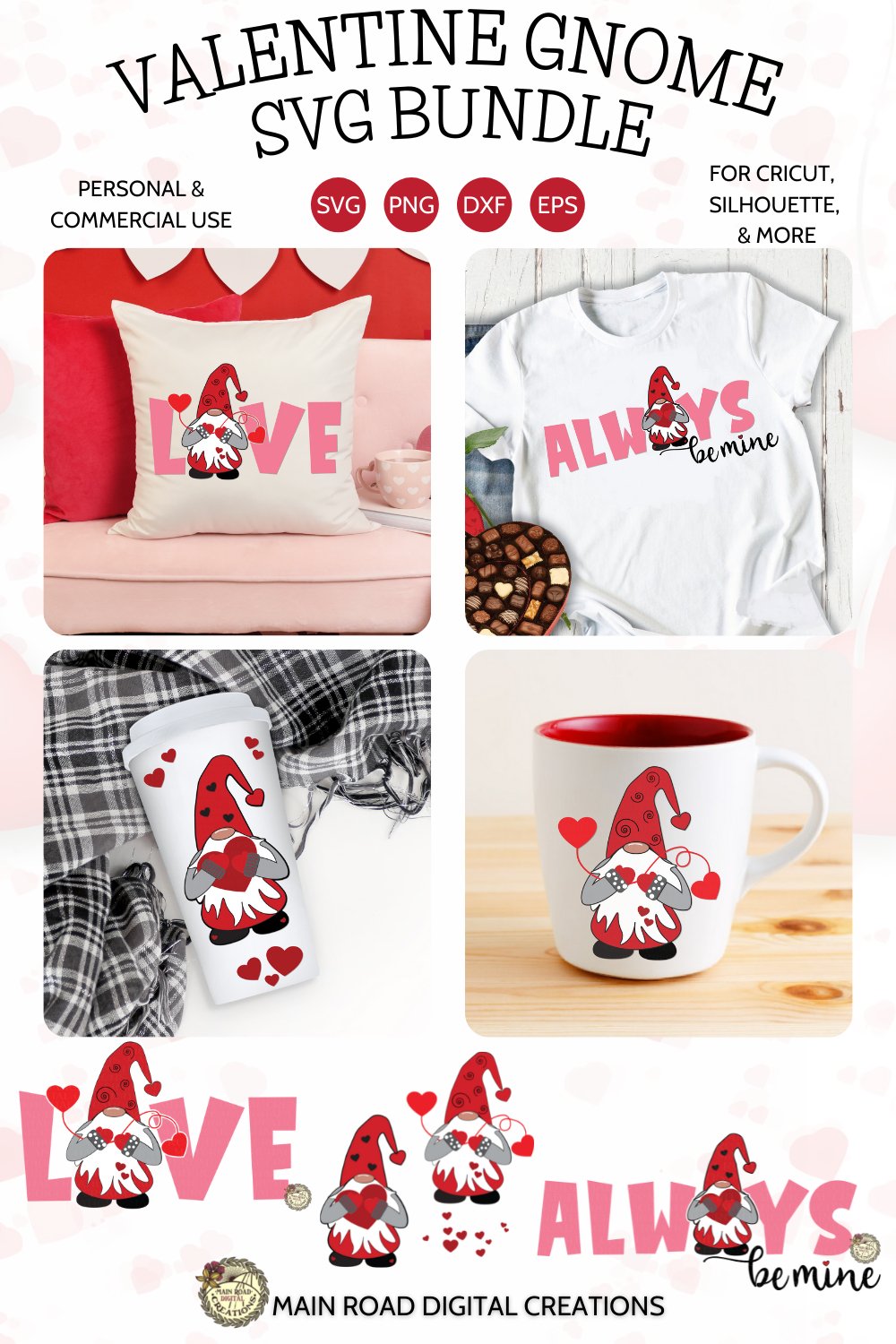 Valentine Gnome SVG Bundle Love Always Be Mine