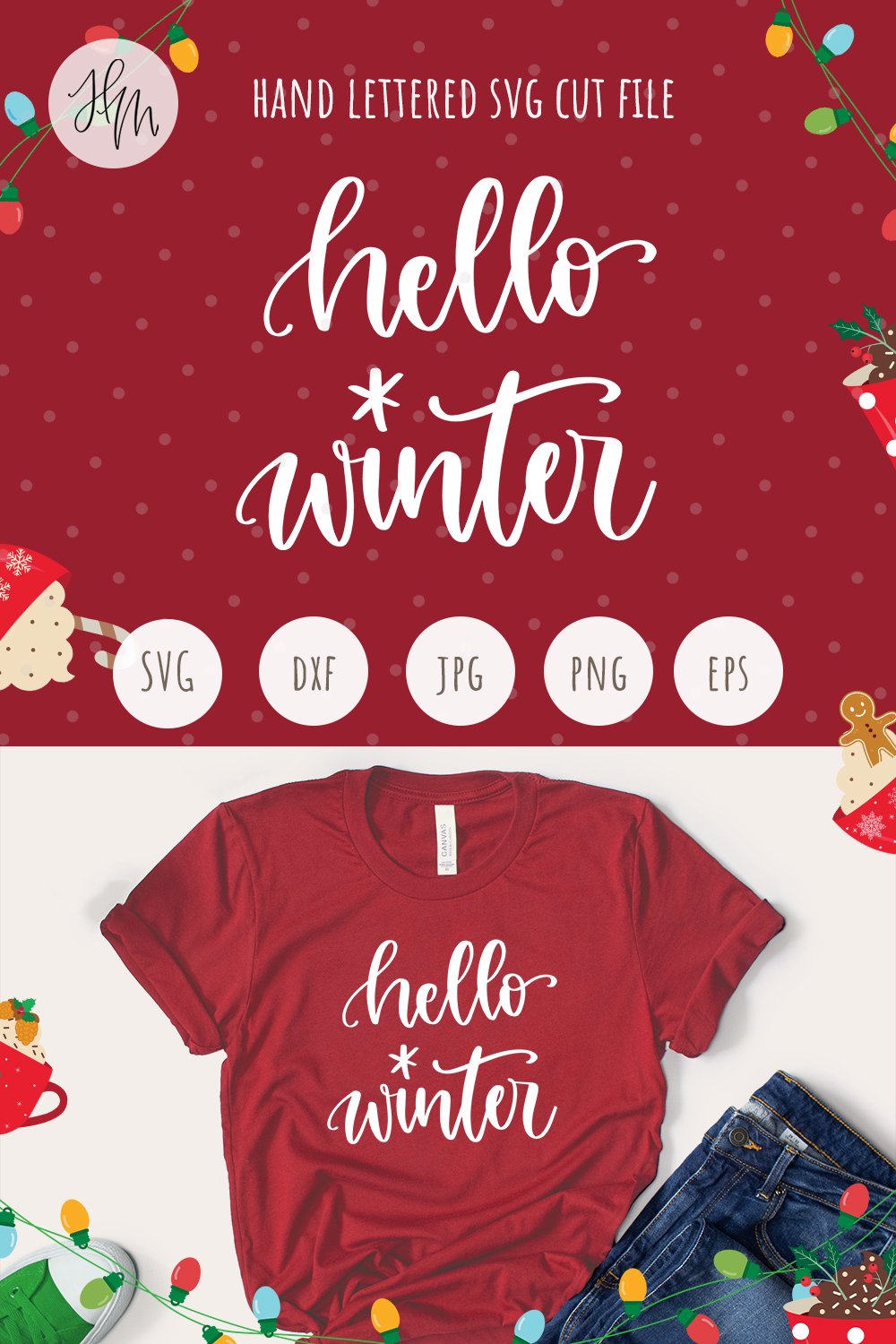 Hello winter cut file SVG DXF EPS PNG JPG