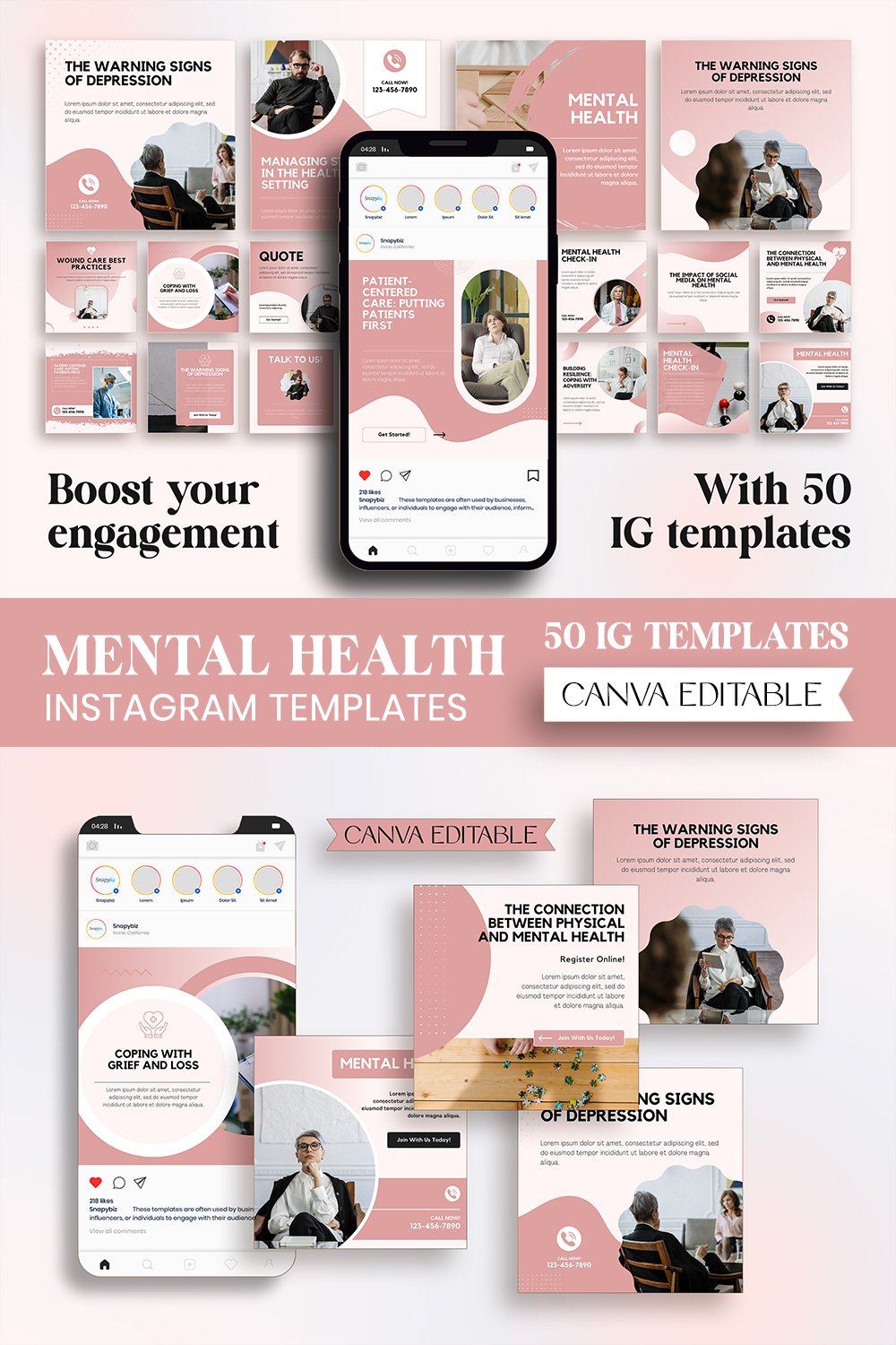 Mental Health Instagram Canva Templates