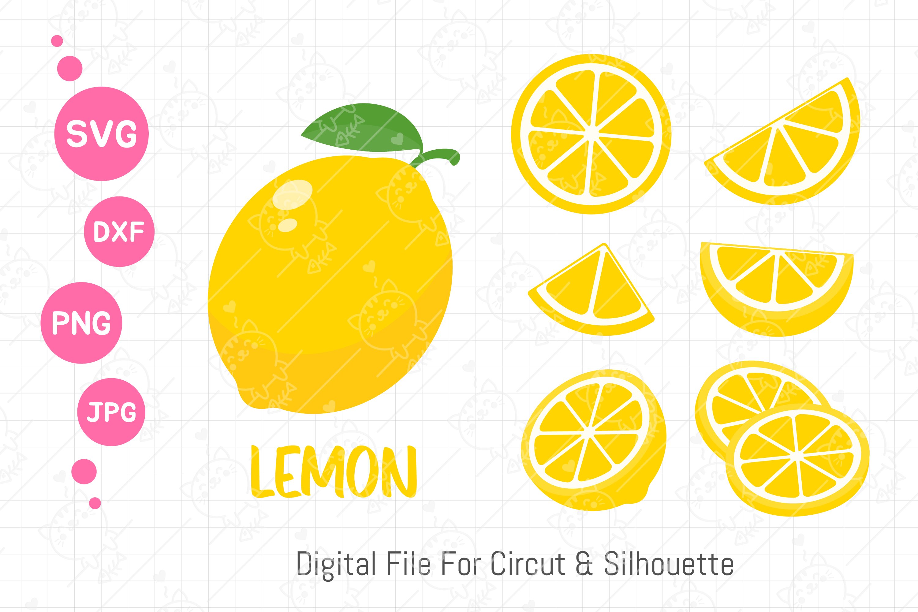 Lemon SVG Bundle | Lemon Slice Clipart| Lemon Summer Fruit, image size:3000x2000