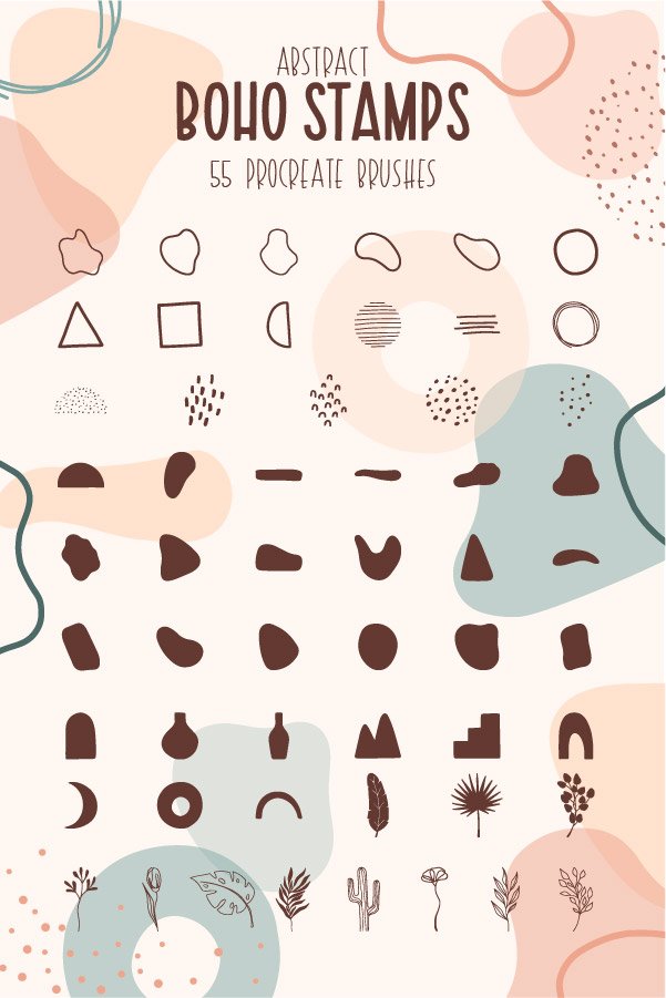 Abstract Boho Procreate Stamp - 55 Modern Procreate Brushes