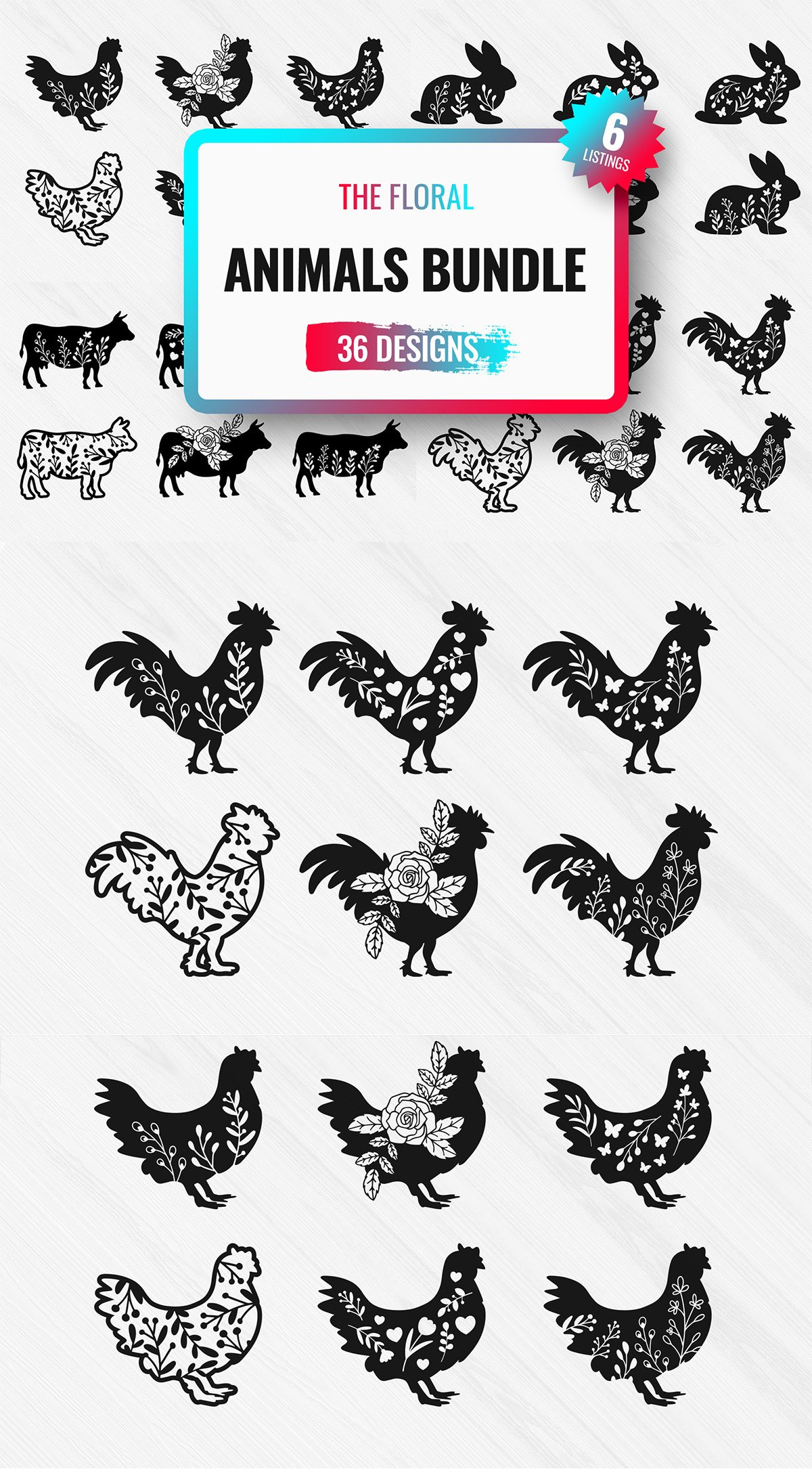 The Floral Animals SVG Bundle