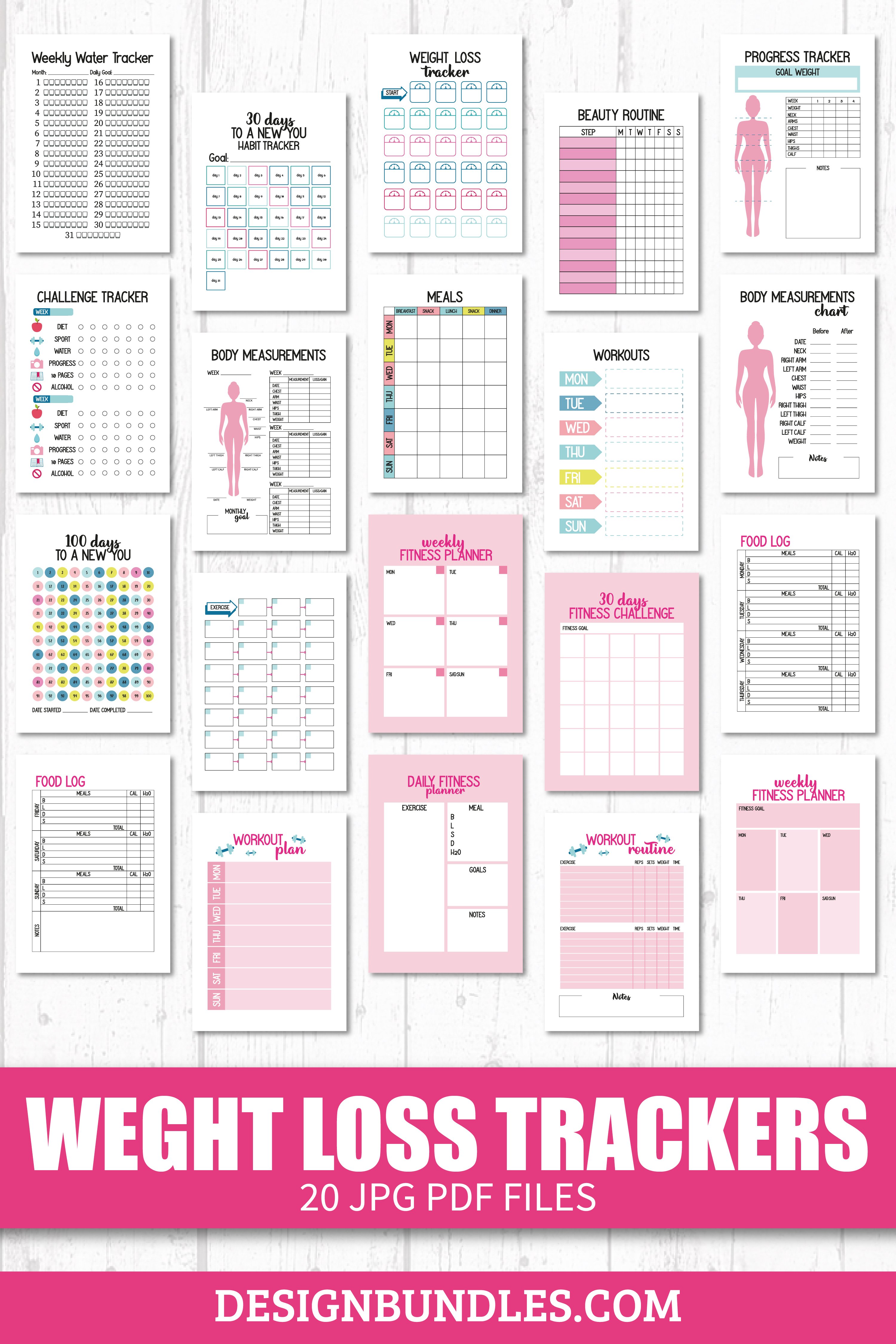 20 Fitness, workouts,weight loss,meal planners,habit tracker