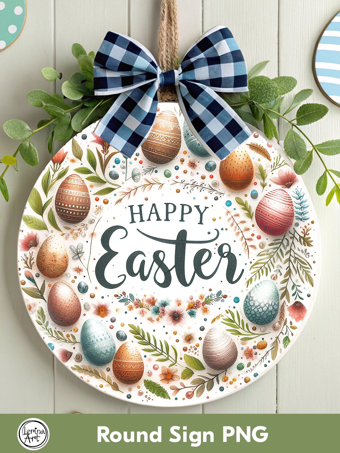 Spring Easter Round Door Sign