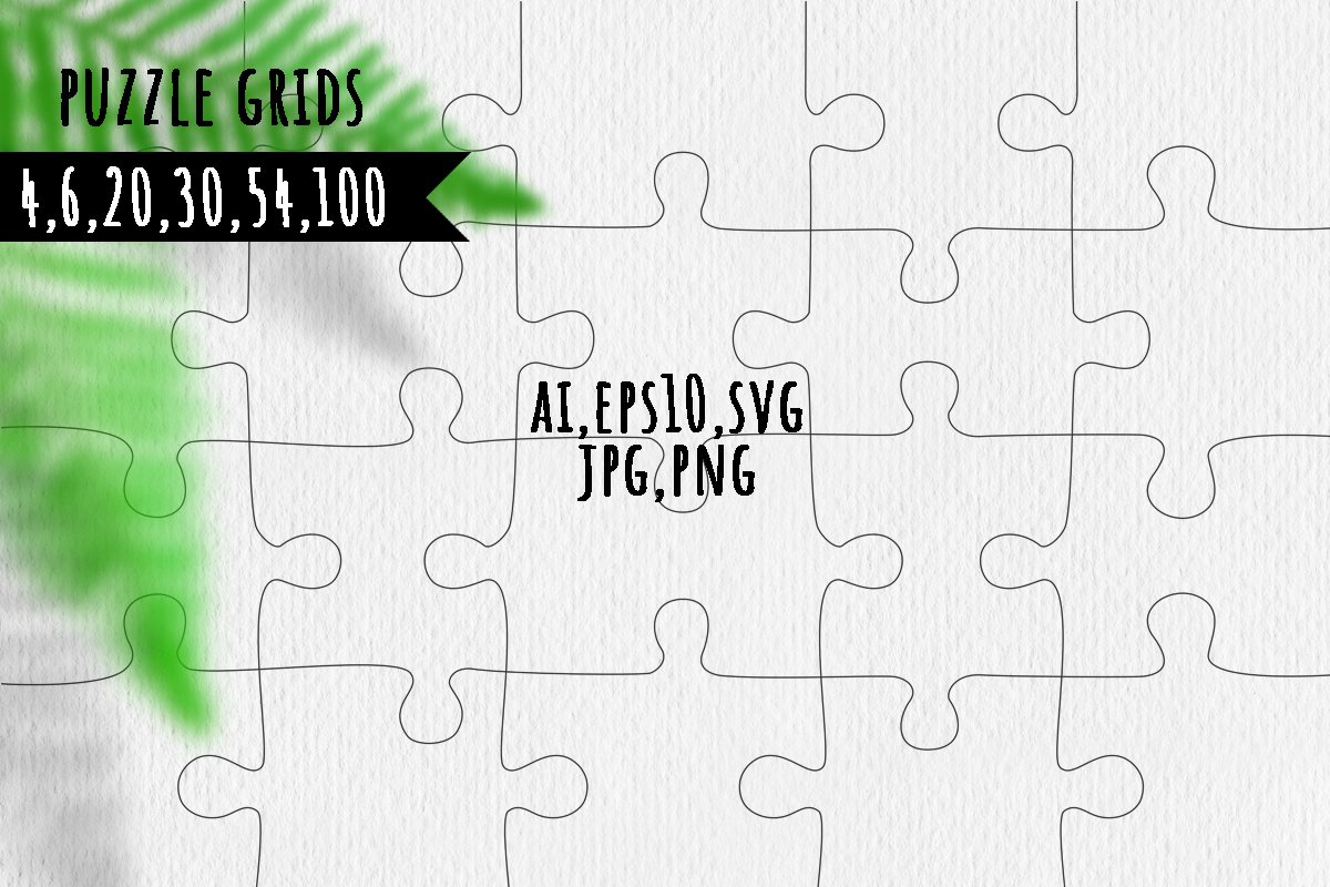 Puzzle game grids for 4, 6, 20, 30, 36 and 100 pieces